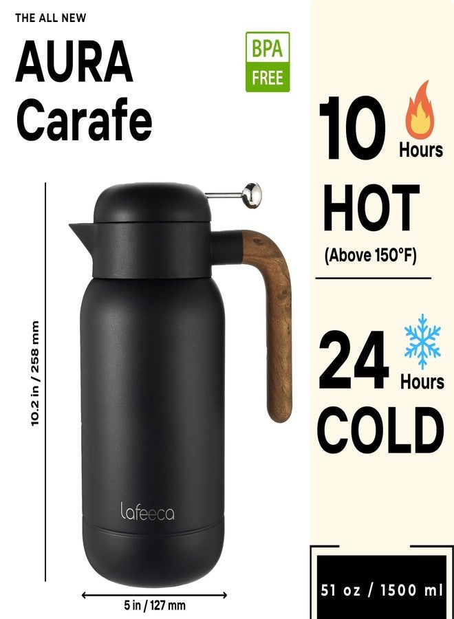 LAFEECA Aura Thermal Coffee Carafe - Vacuum Insulated Stainless Steel Tea Pot & Water Pitcher, Keeps Drinks Hot or Cold, BPA-Free, Beverage Dispenser Thermos - 51 oz Black - Image 2